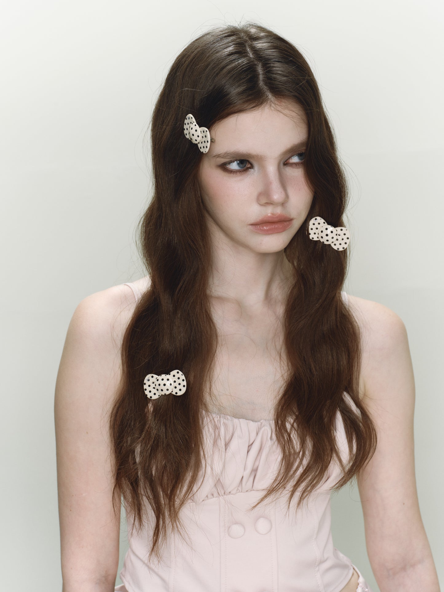 Nude Polka Mini Bow Hairclip