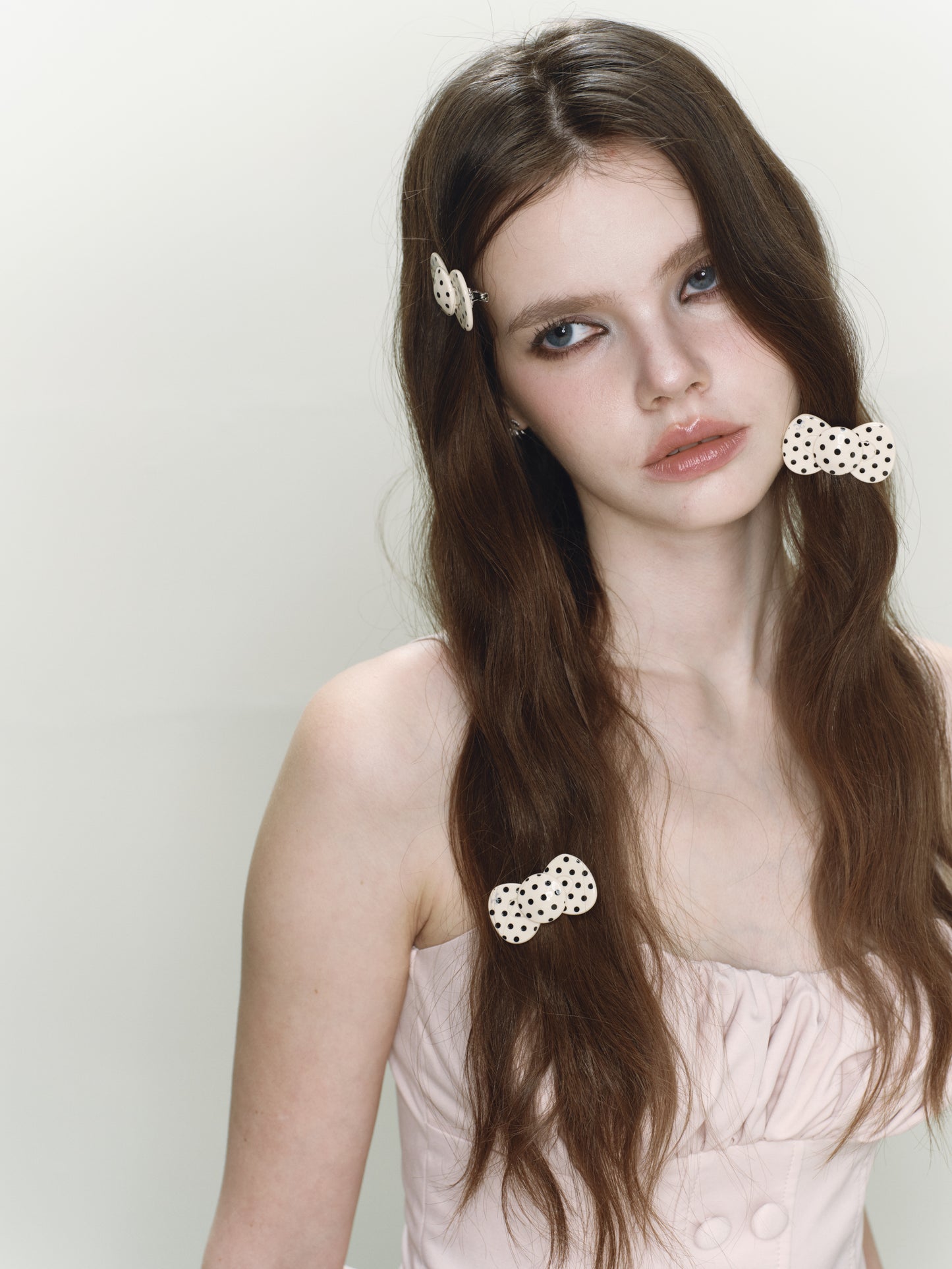 Nude Polka Mini Bow Hairclip