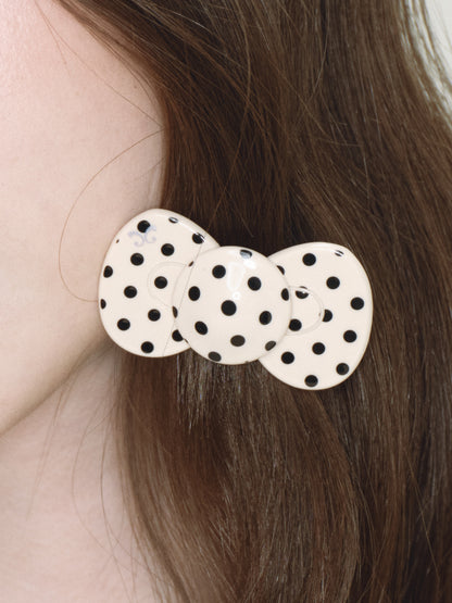 Nude Polka Mini Bow Hairclip