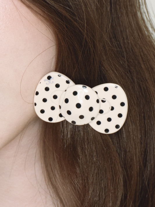 Nude Polka Mini Bow Hairclip