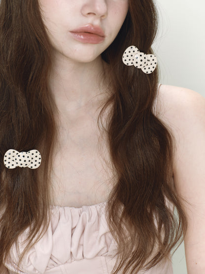 Nude Polka Mini Bow Hairclip