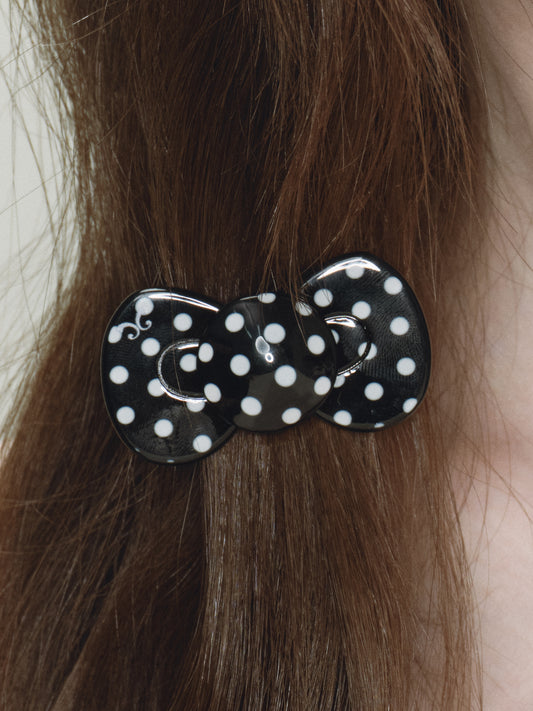 Black Polka Mini Bow Hairclip