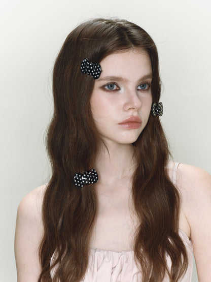 Black Polka Mini Bow Hairclip