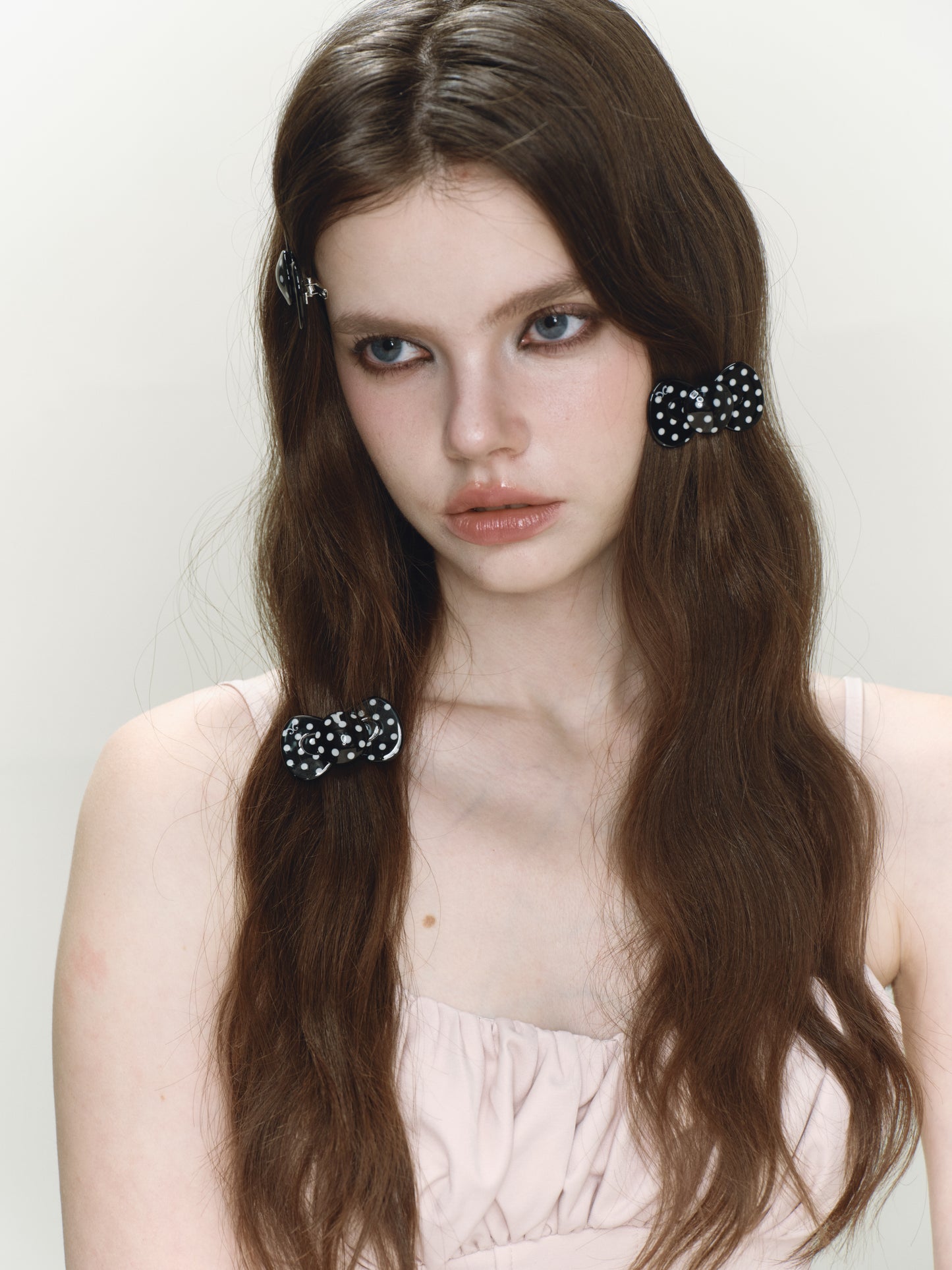 Black Polka Mini Bow Hairclip
