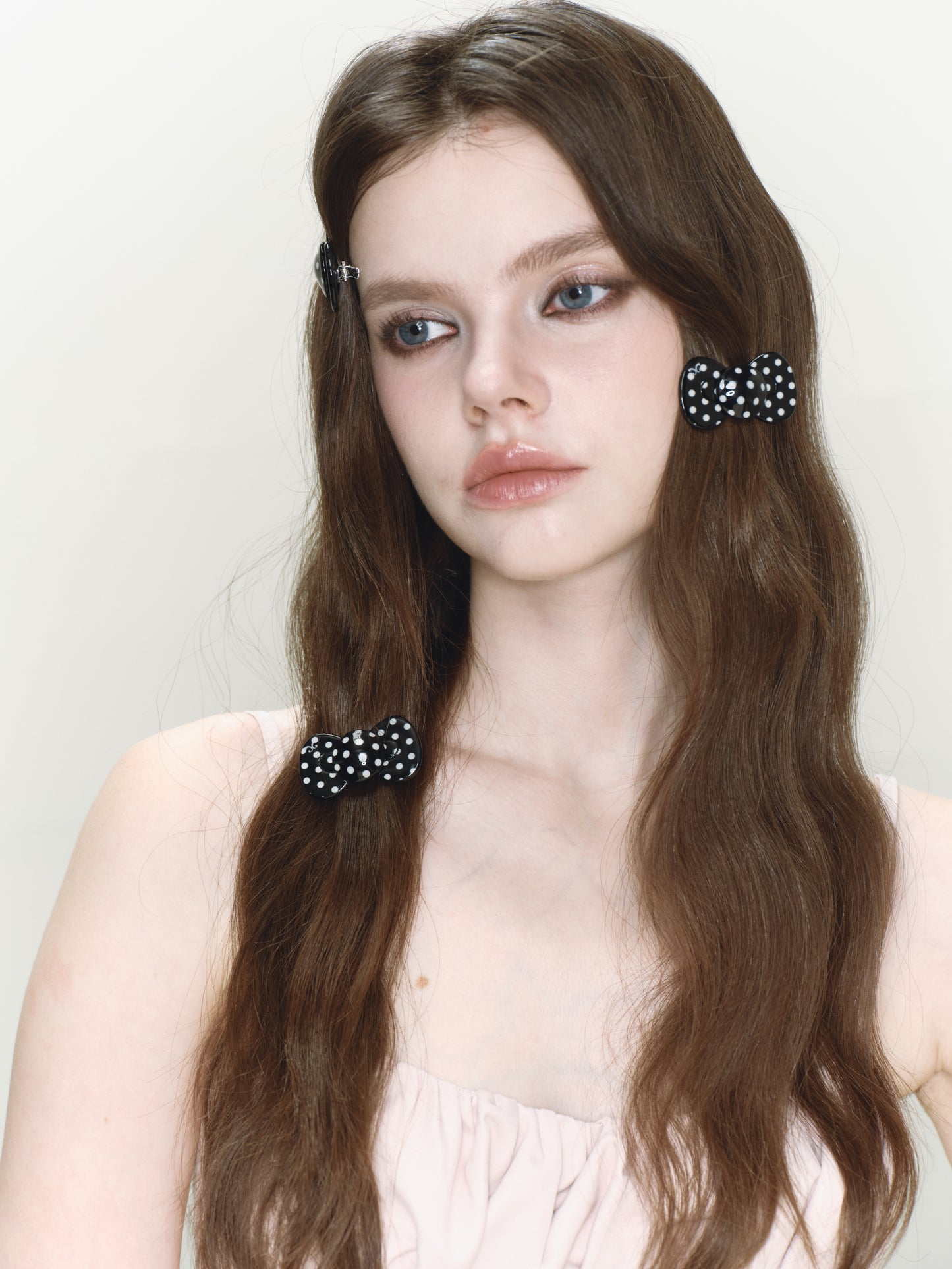 Black Polka Mini Bow Hairclip