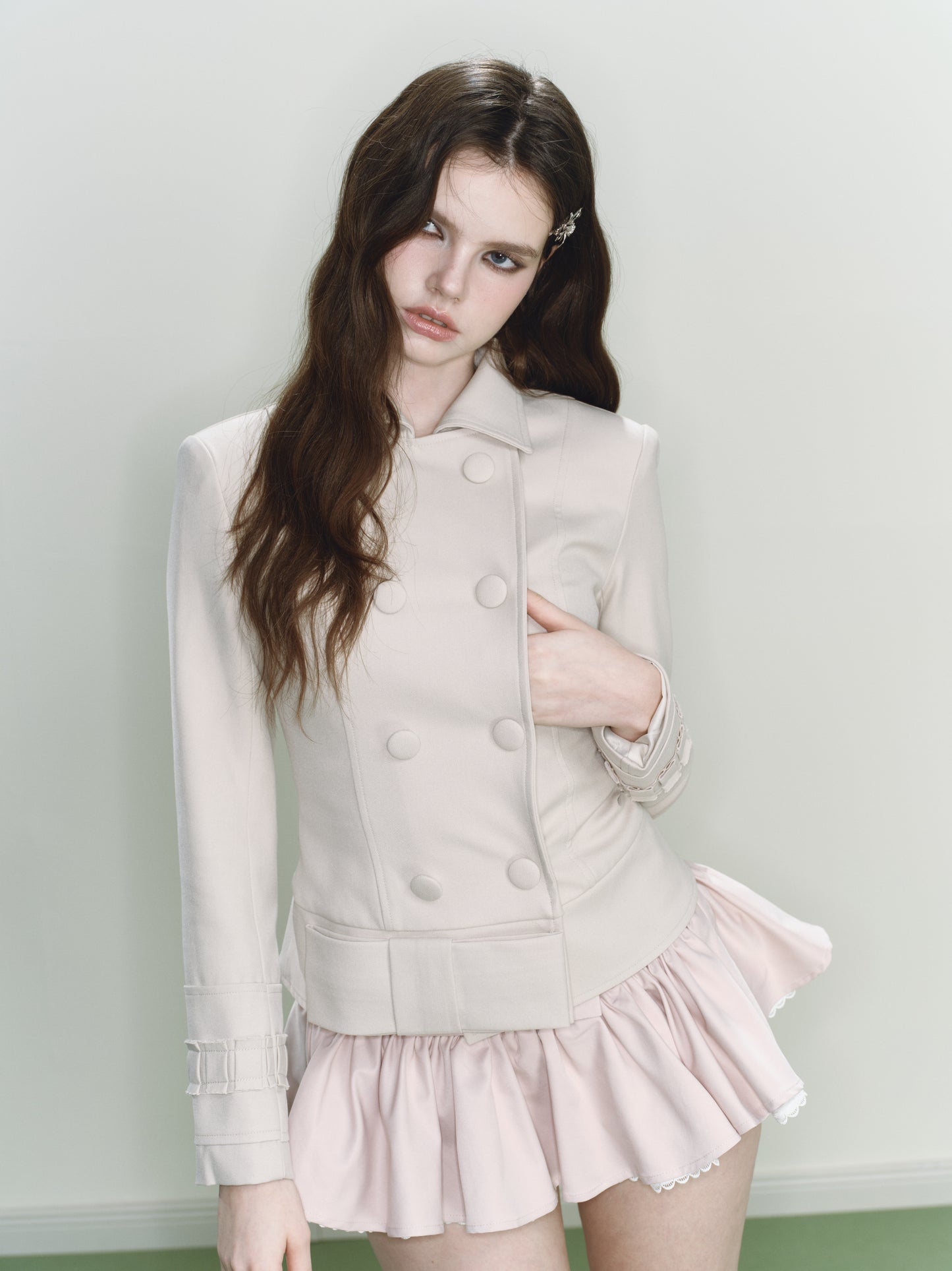 Bow Tailored Jacket (Khaki)