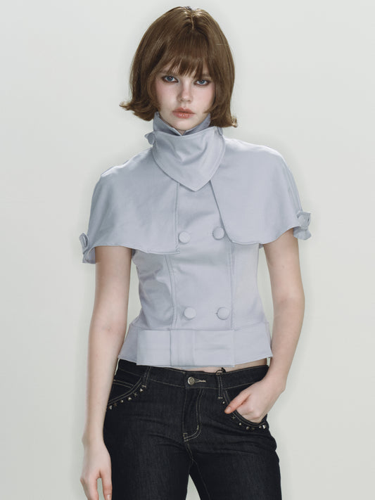 Knight Tailored Cape Top (Light Grey)