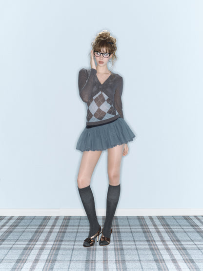 Wednesday Tulle Skirt (Navy/Grey)