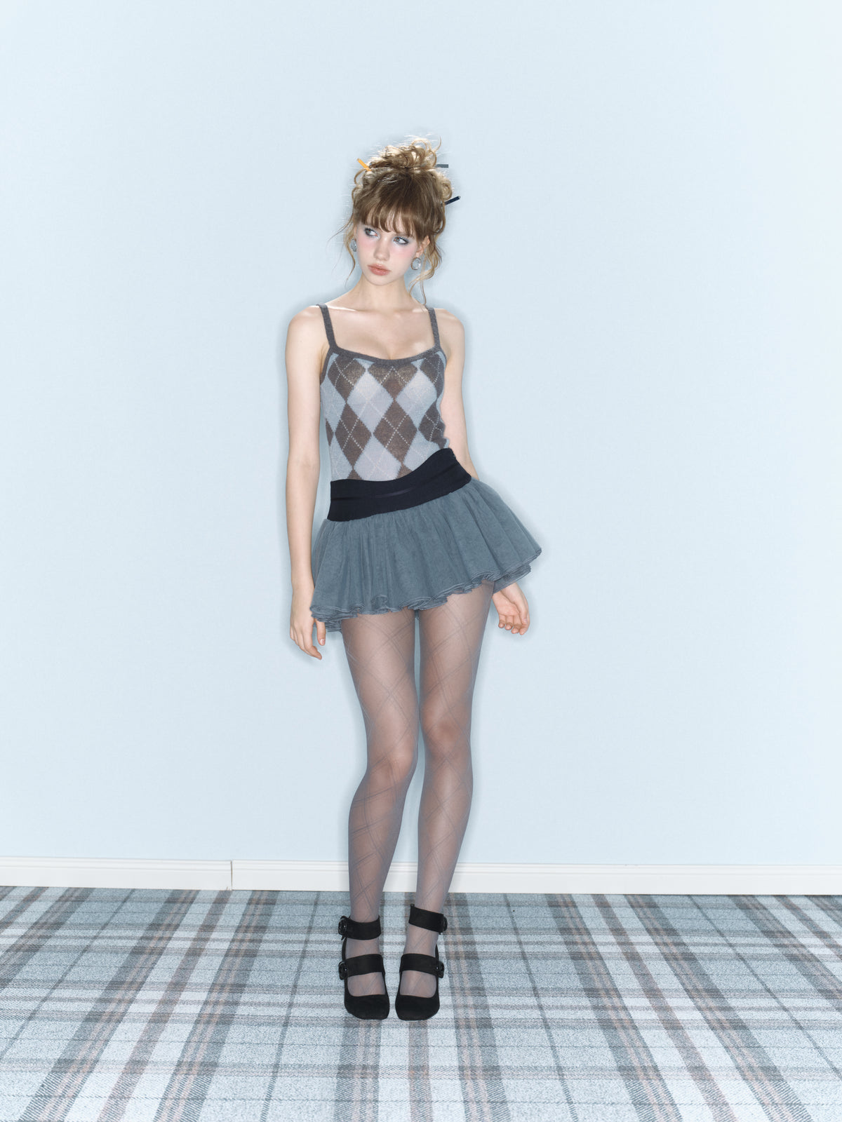 Wednesday Tulle Skirt (Navy/Grey)