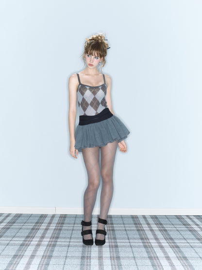 Wednesday Tulle Skirt (Navy/Grey)