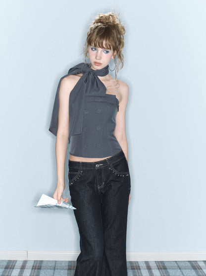 Sudden Rain Ribbon Trench Top