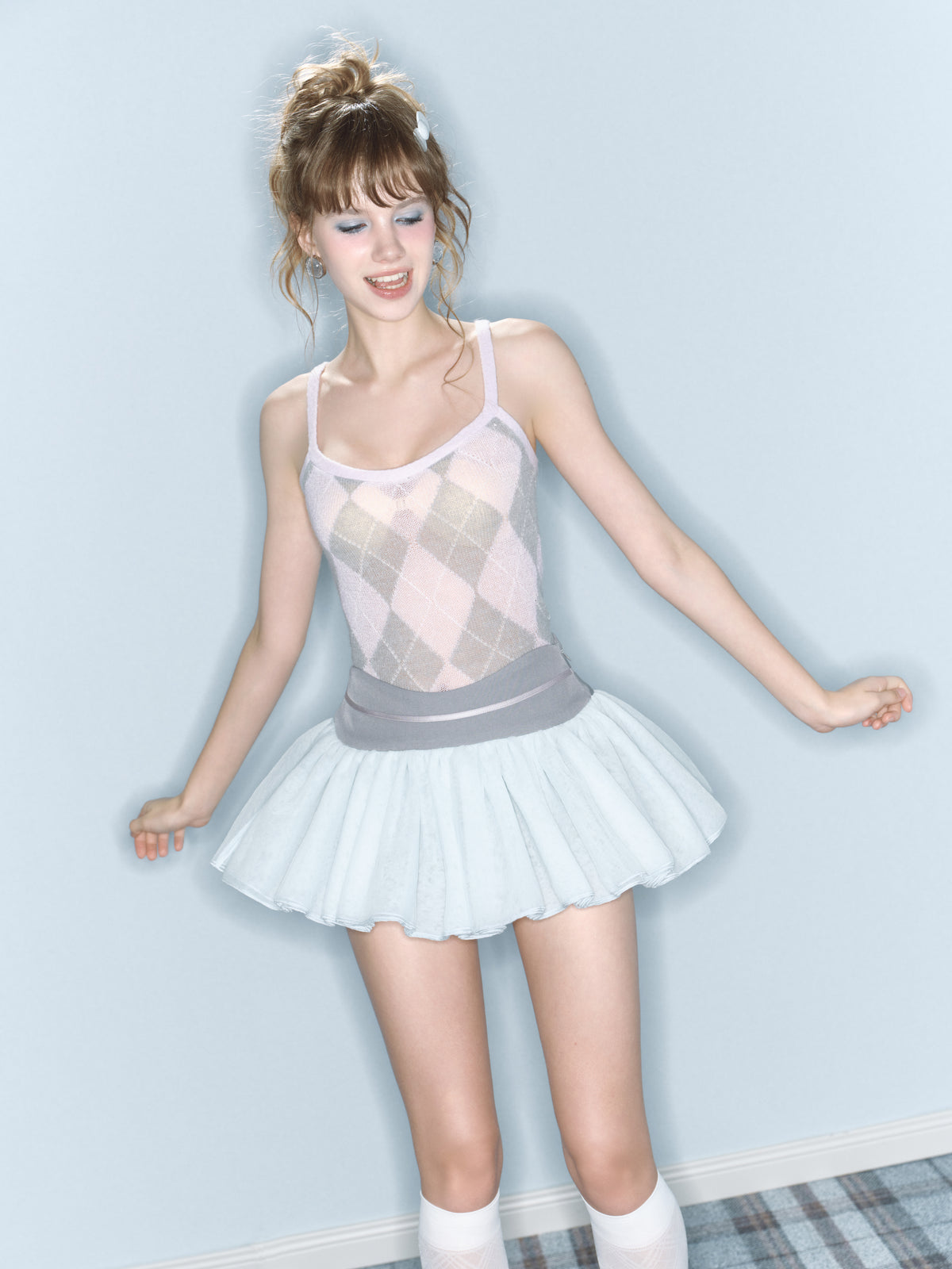 Wednesday Tulle Skirt (Grey/White)