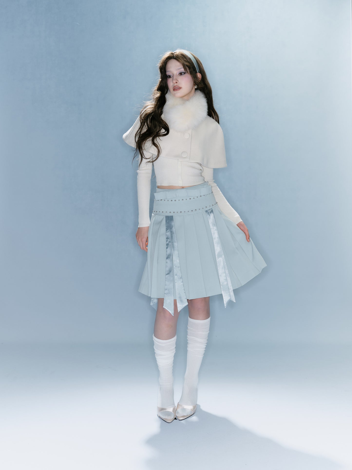 Blue Mist Pleated Skirt
