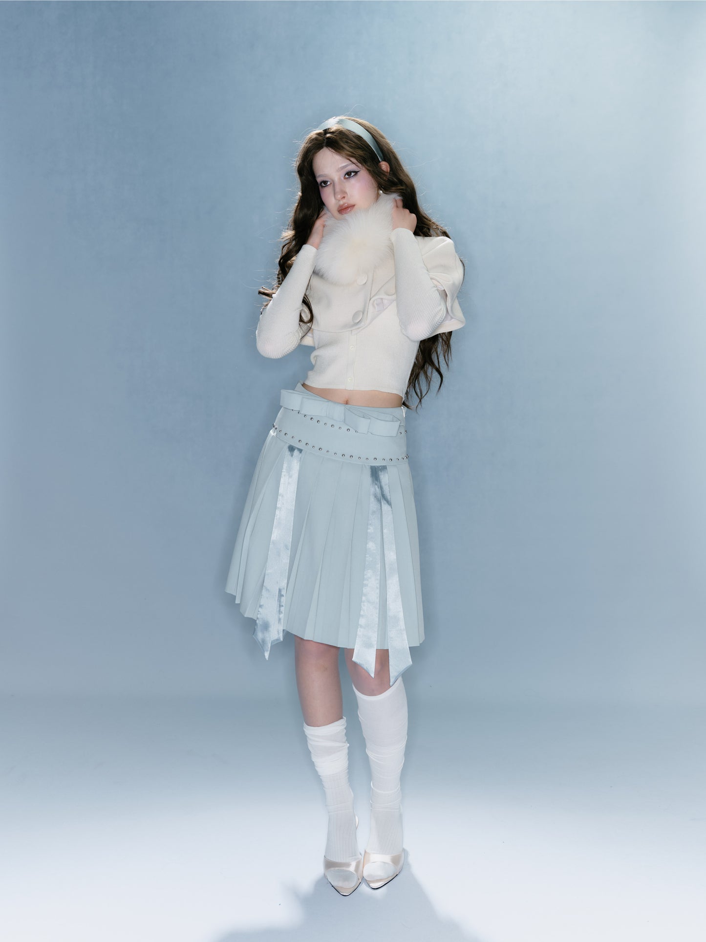 Blue Mist Pleated Skirt