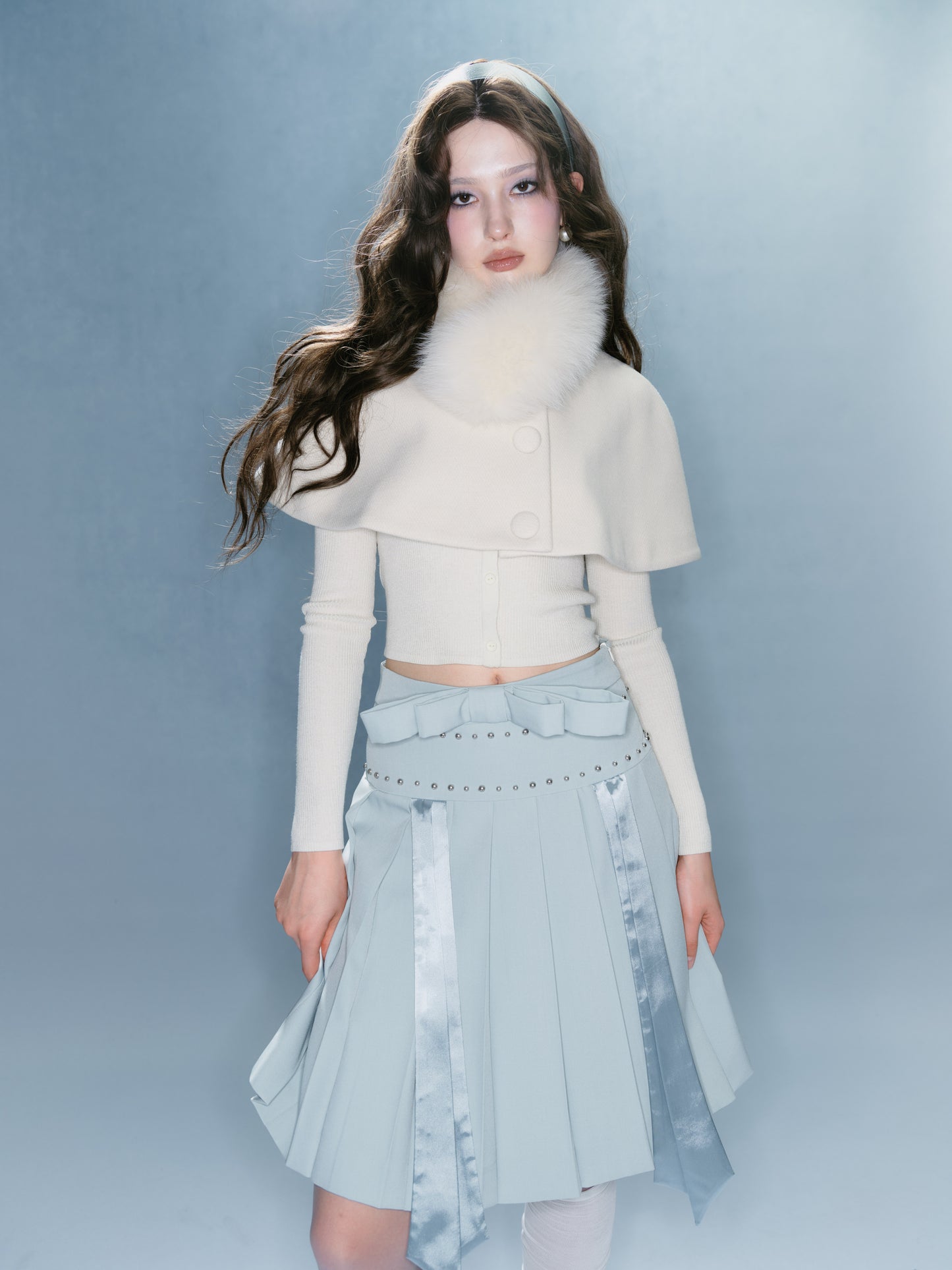 Blue Mist Pleated Skirt