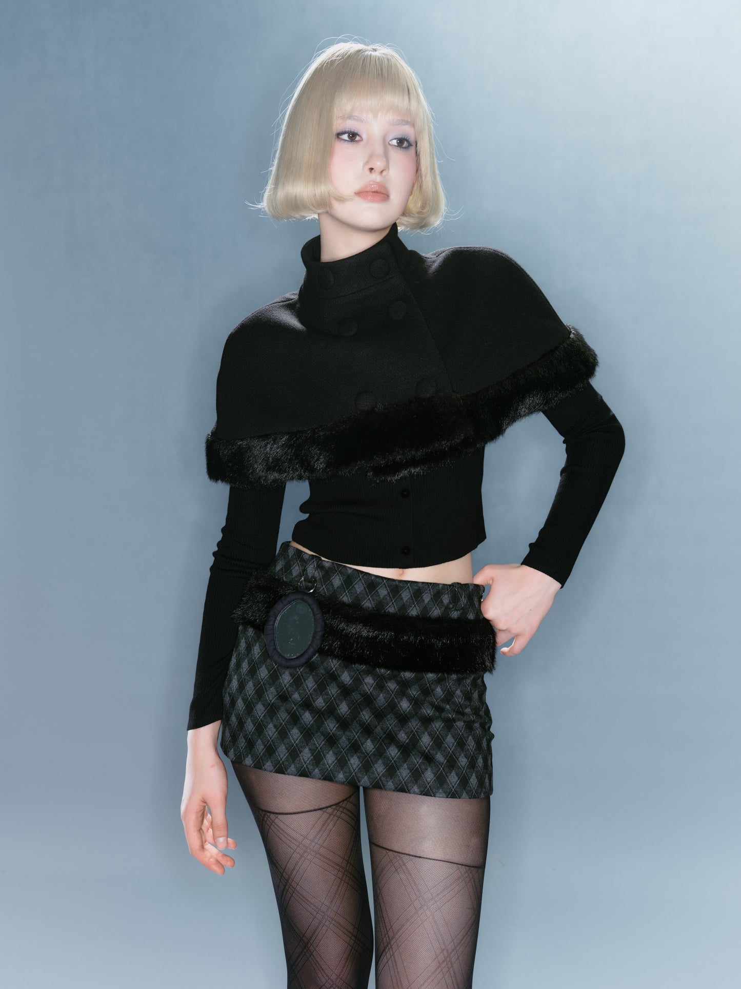 Raven Fur Skort