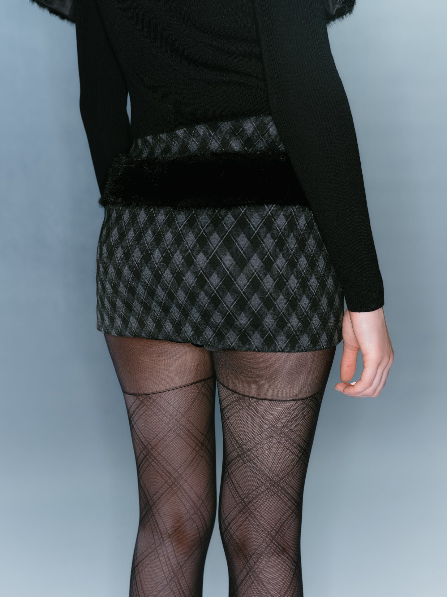 Raven Fur Skort