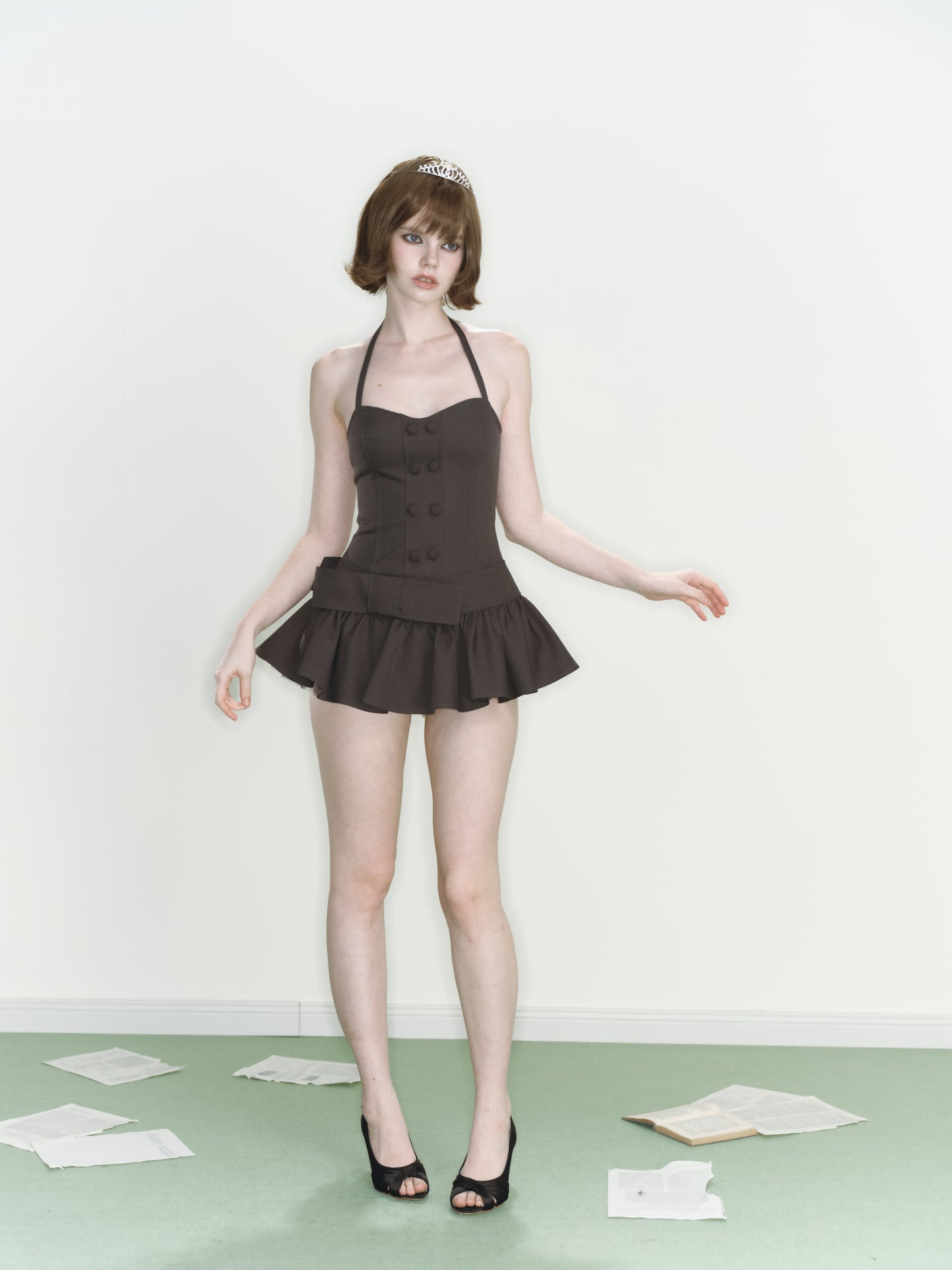 Mist Ribbon Dress (Grey) (SHIPS BY 7/20)