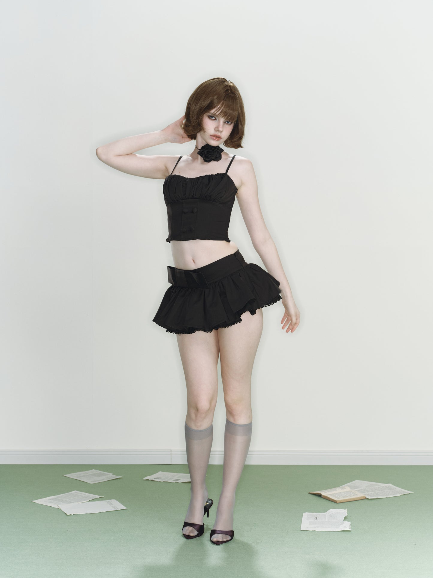Misty Ribbon Skirt (Black)