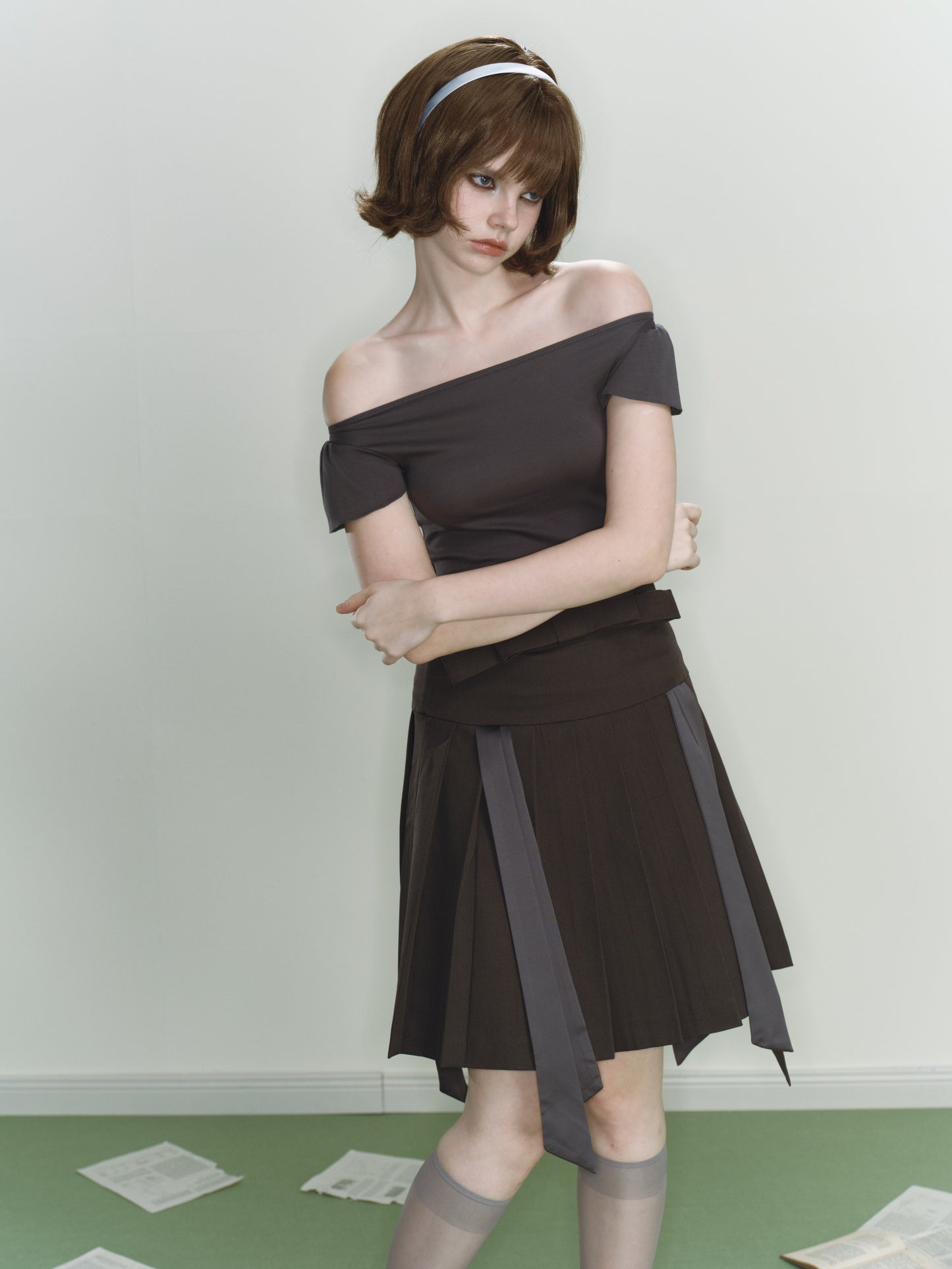 Mist Pleated Skirt (Grey)