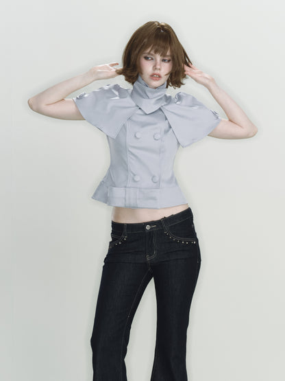 Knight Tailored Cape Top (Light Grey)