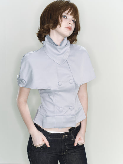 Knight Tailored Cape Top (Light Grey)