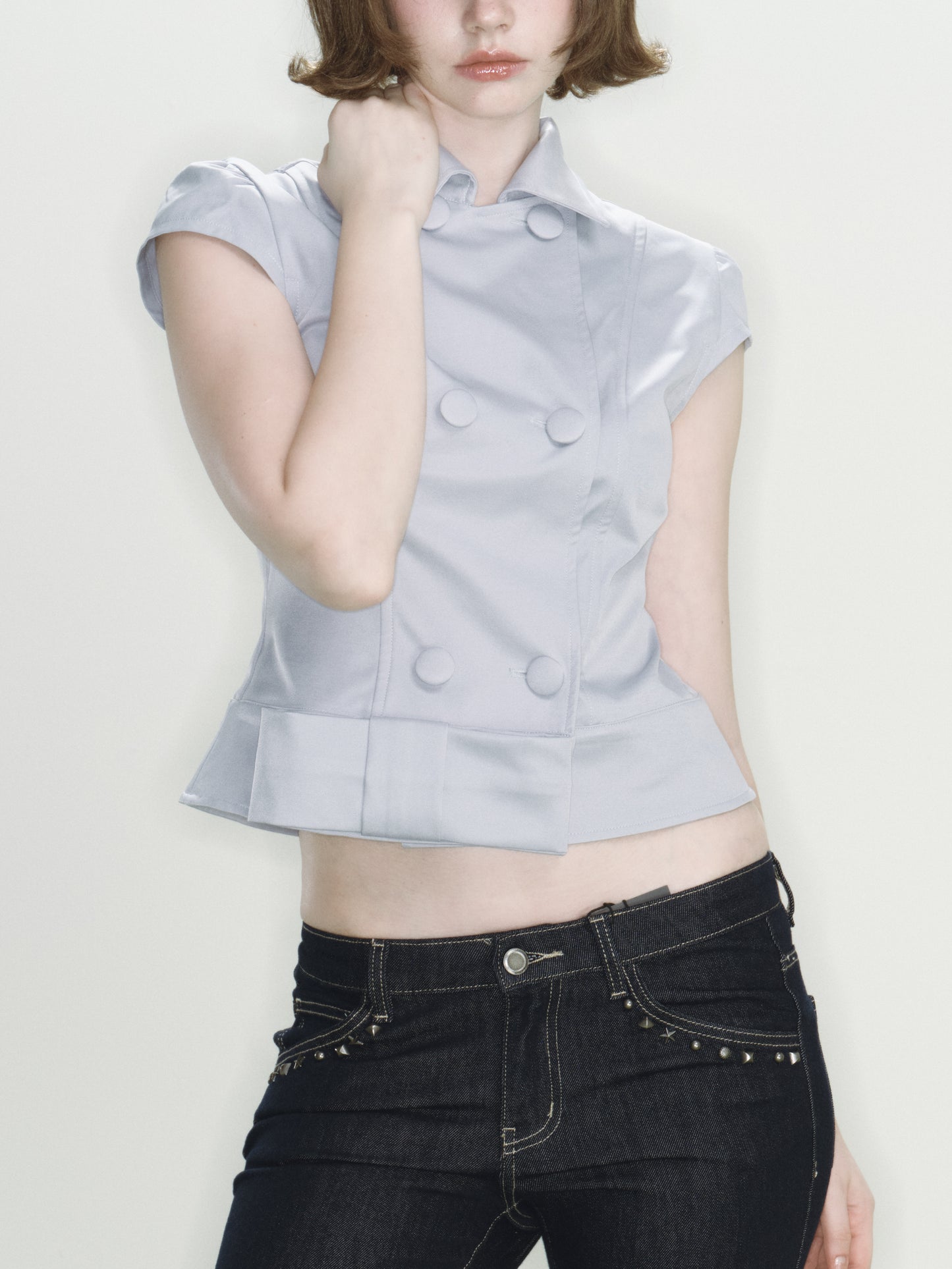 Knight Tailored Cape Top (Light Grey)