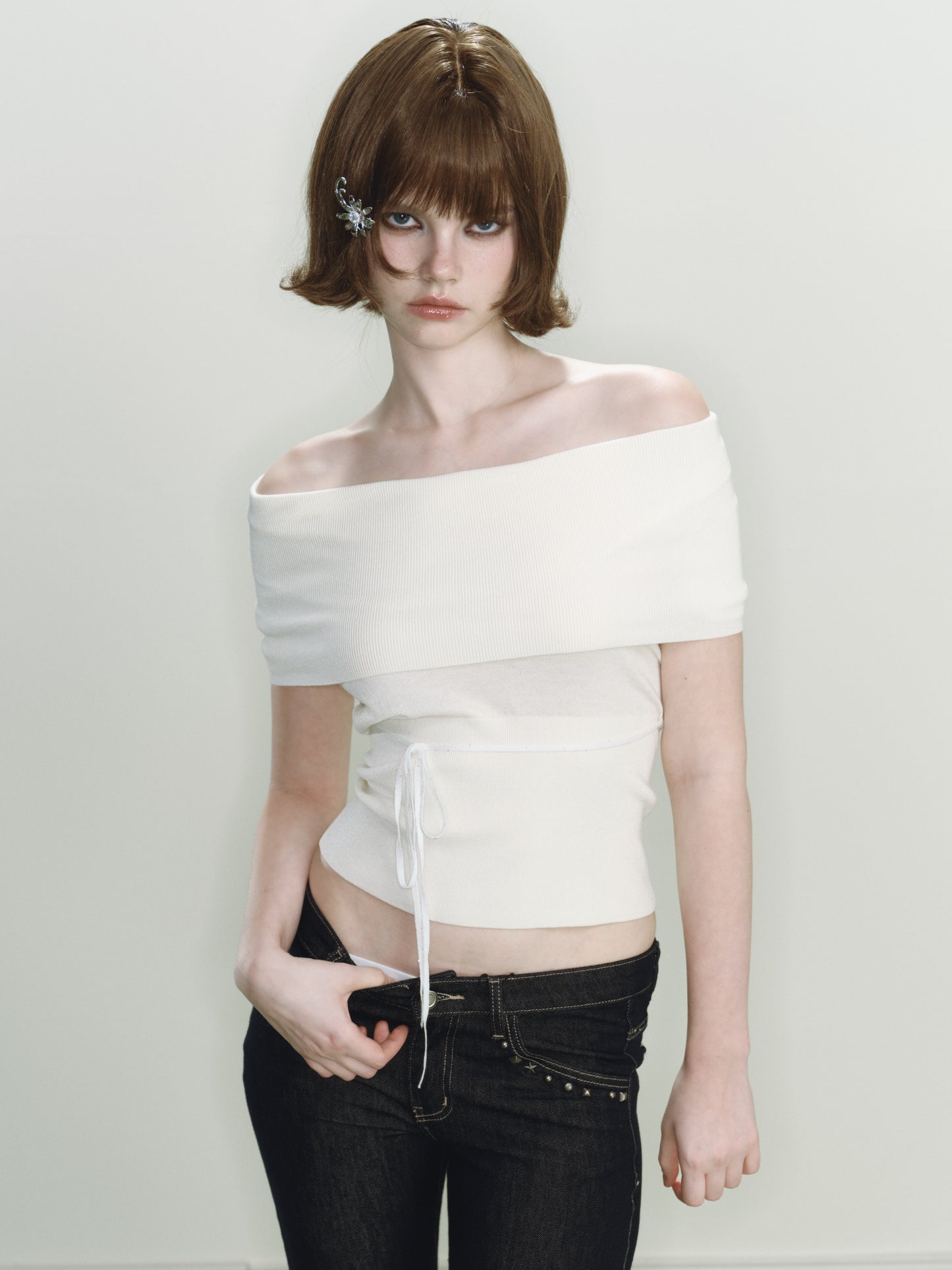 Lune Two-way Knit Top (White)