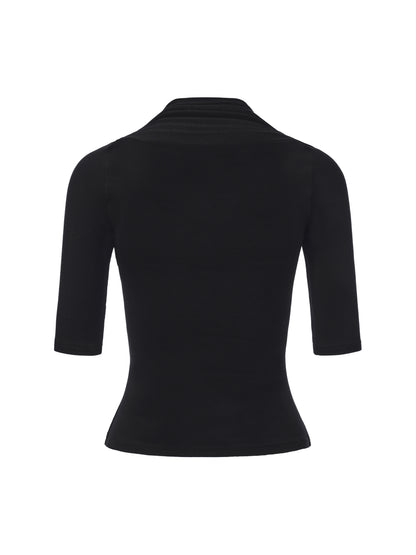 Black Ribbon Knit Top