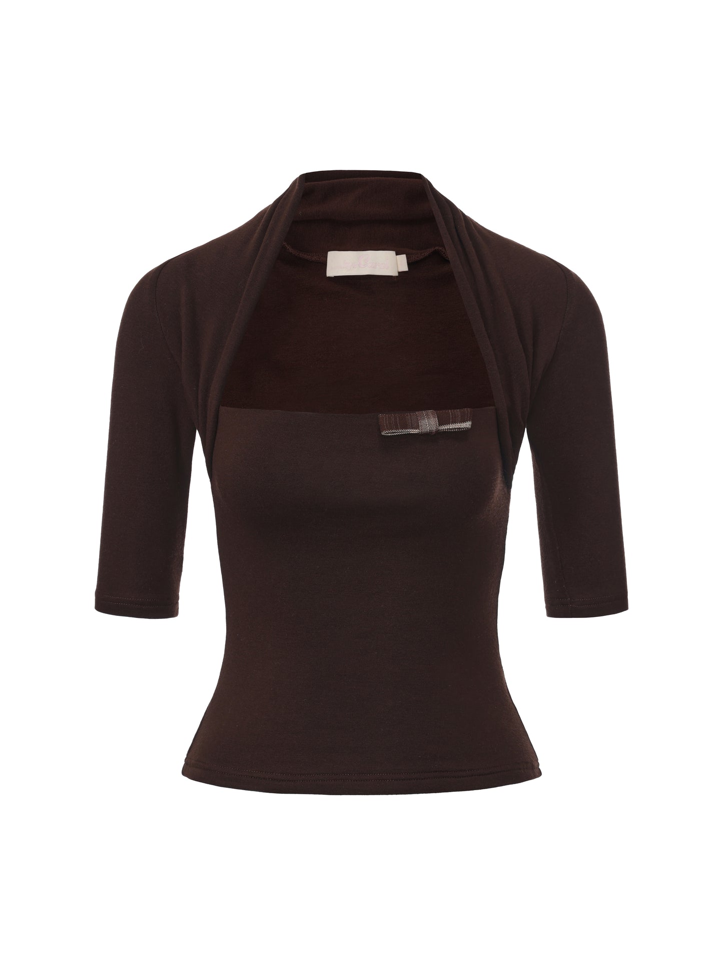 Brown Ribbon Knit Top