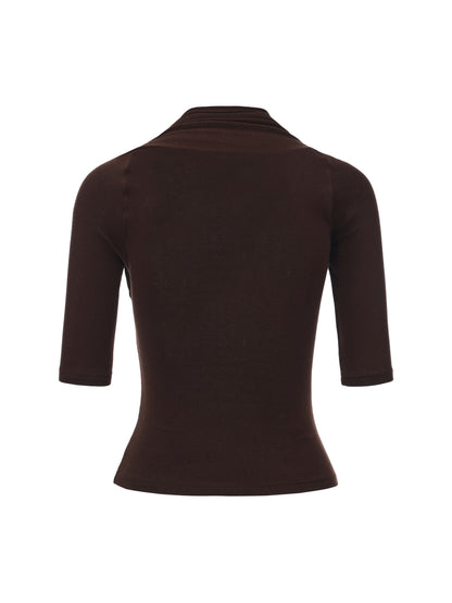 Brown Ribbon Knit Top